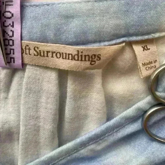 Soft Surroundings Womens Blaine Gauze Pullover 100% Cotton Blue Palms Size XL - Picture 8 of 12